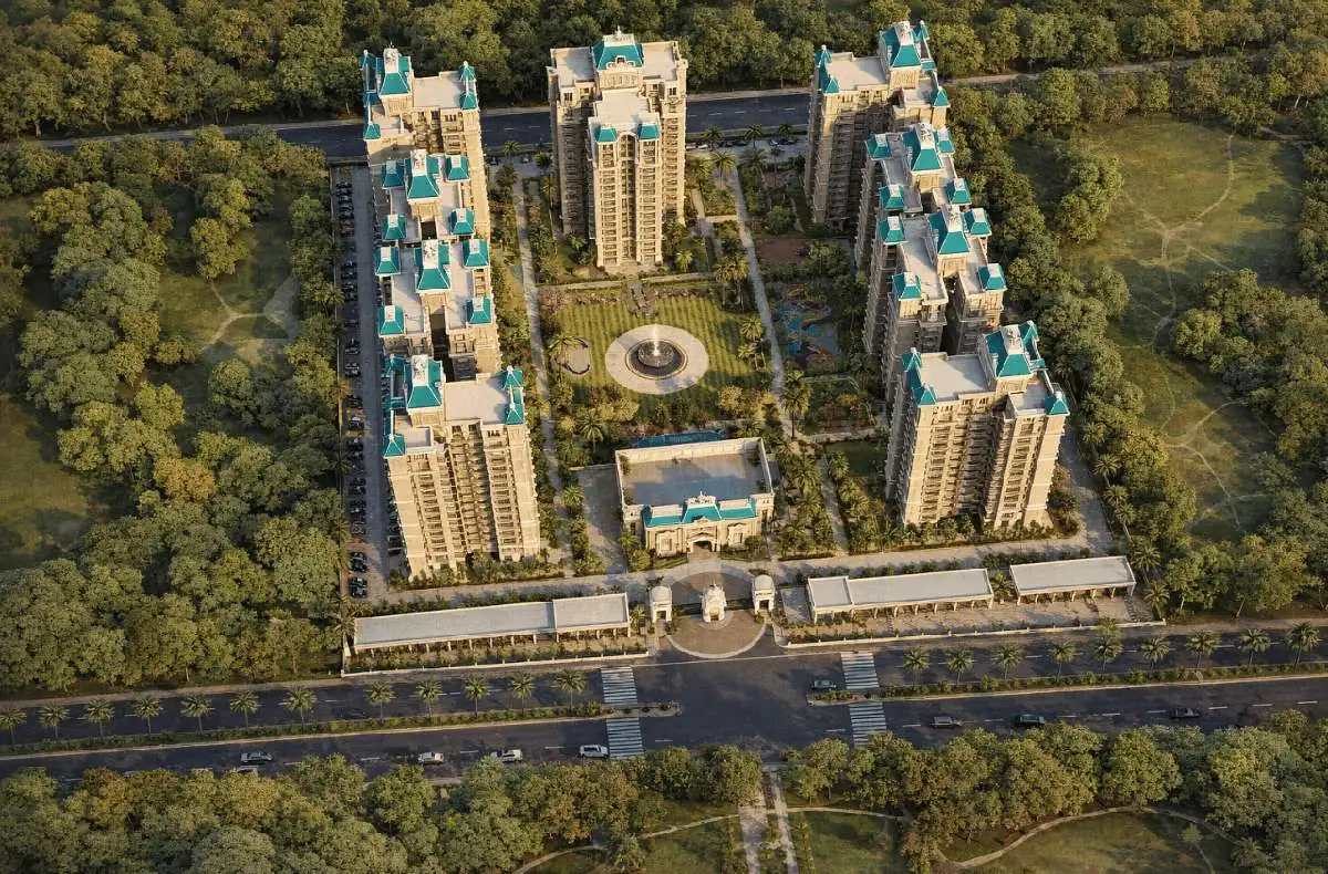 Ambika La Parisian aerial top view of entire project